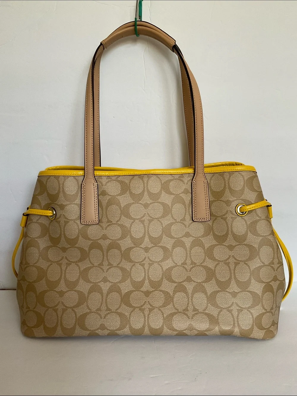 Coach Yellow and Tan Signature Tote